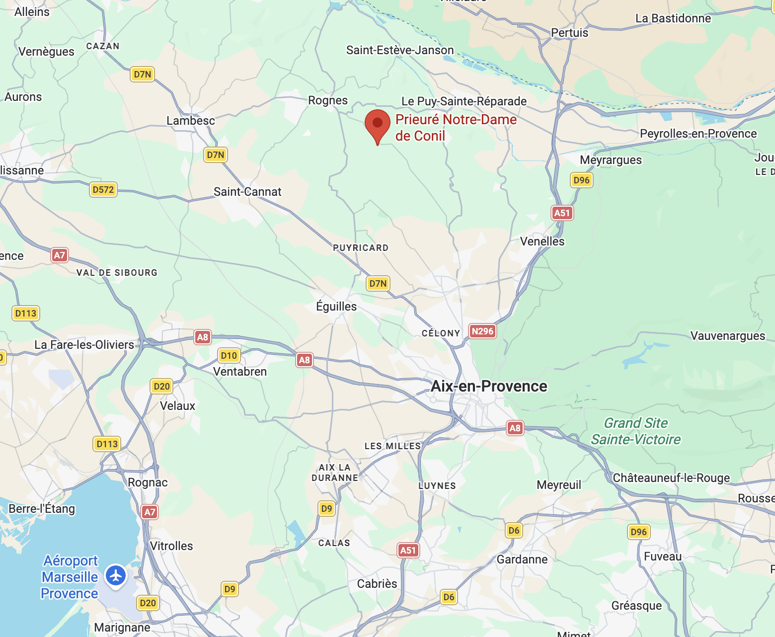 Carte de localisation du Prieuré Notre-Dame de Conil, près de Rognes